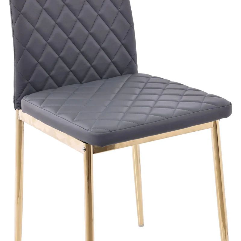 Set of 2 Novato Dining Chairs in Faux Leather and Gold Metal Legs