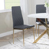 Set of 2 Novato Dining Chairs in Faux Leather and Gold Metal Legs