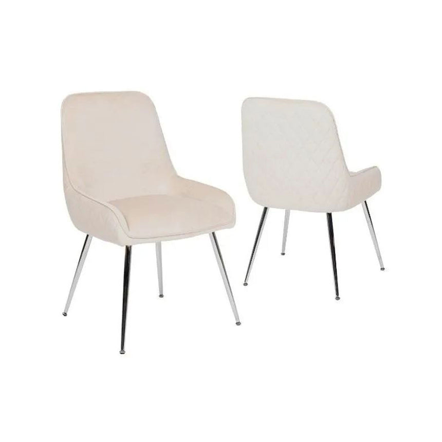 Set of 2 Todi Velvet Fabric Dining Chair with Stitched Back and Chrome Legs