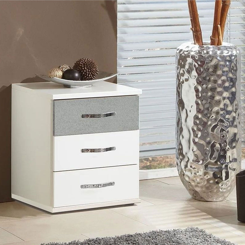 Carrara 3 Drawer Bedside Cabinet