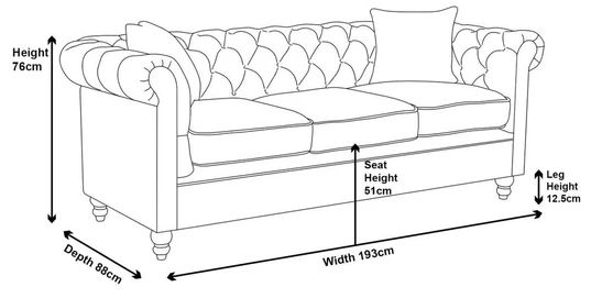 Modena Fabric 3 Seater Chesterfield Sofa