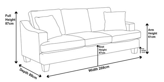 Genoa Fabric 3 Seater Sofa