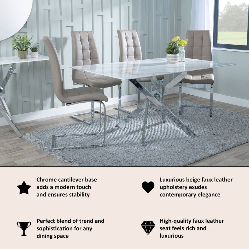 Padua Faux Leather Dining Chair and Chrome Cantilever Base