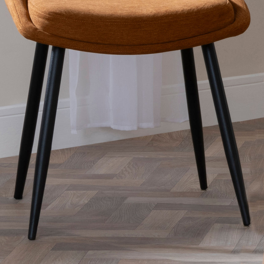 Set of 2 Rovereto Fabric Dining Chair with Black Legs