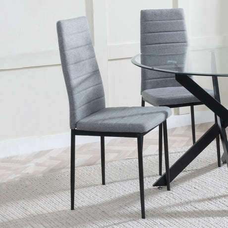 Set of 2 Rovigo Dining Chair in Fabric with Black Legs