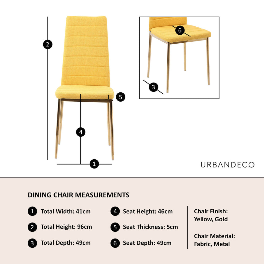 Set of 2 Rovigo Dining Chair in  Fabric with Gold Legs