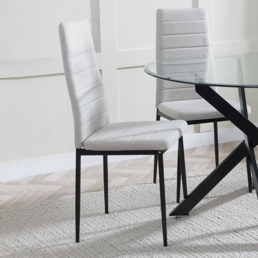 Set of 2 Rovigo Dining Chair in Fabric with Black Legs