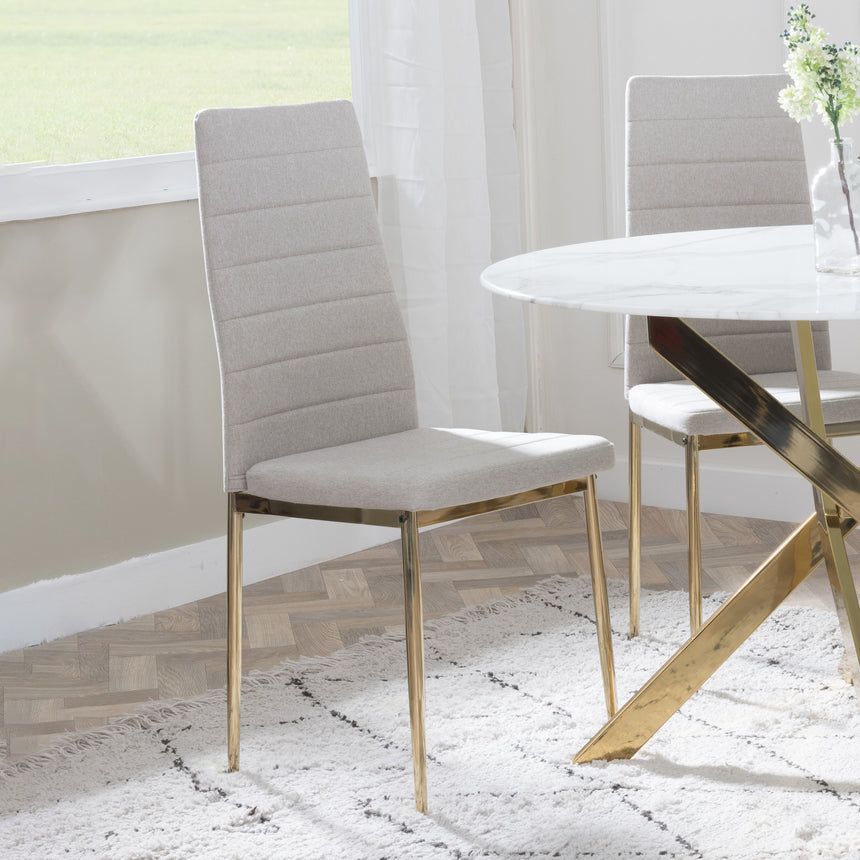 Set of 2 Rovigo Dining Chair in  Fabric with Gold Legs