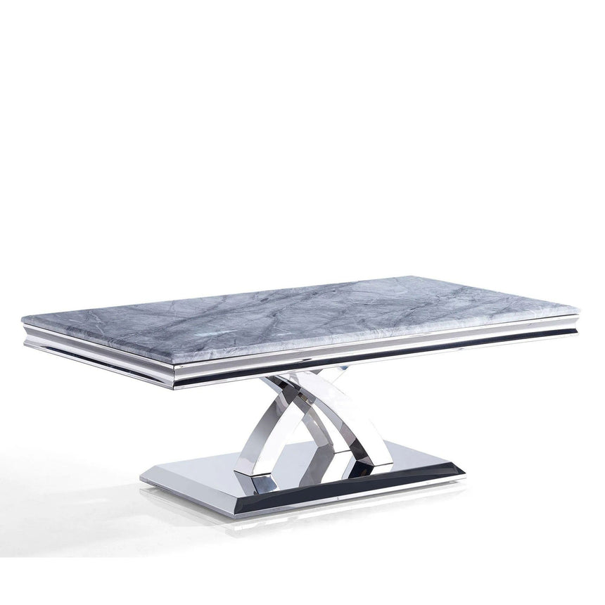 Praise Grey Marble and Chrome Coffee Table