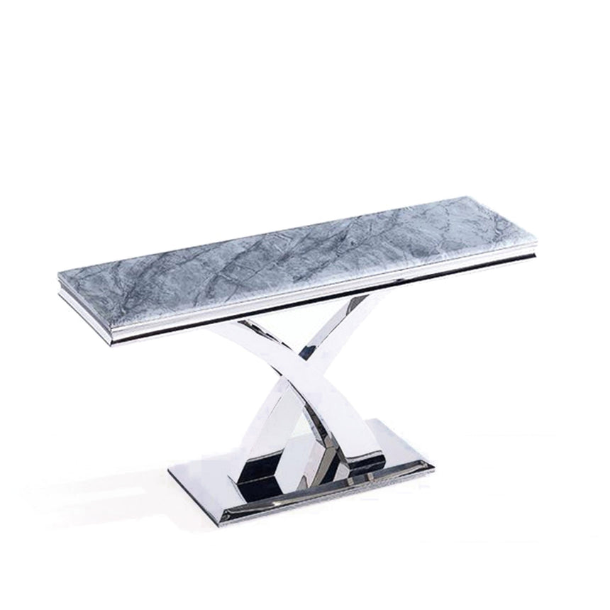 Praise Grey Marble and Chrome Console Table