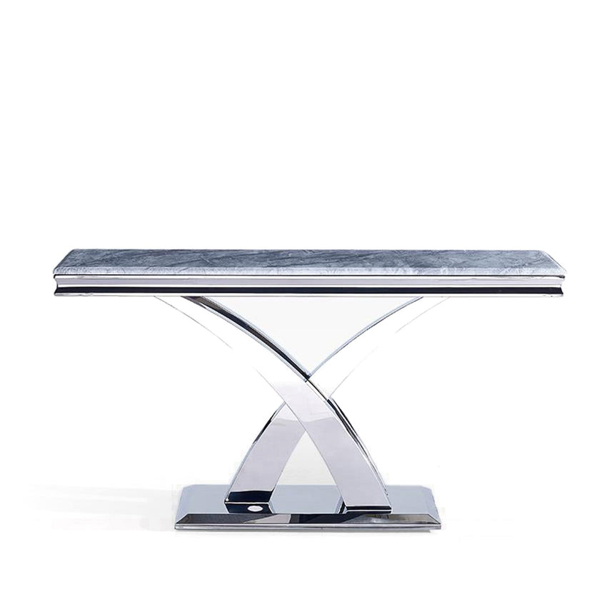 Praise Grey Marble and Chrome Console Table