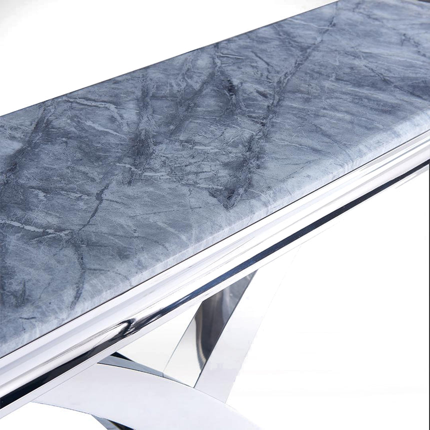 Praise Grey Marble and Chrome Console Table