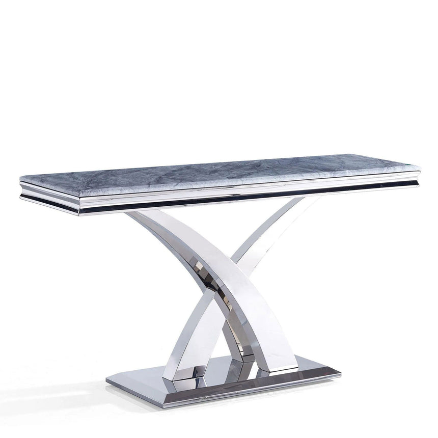 Praise Grey Marble and Chrome Console Table