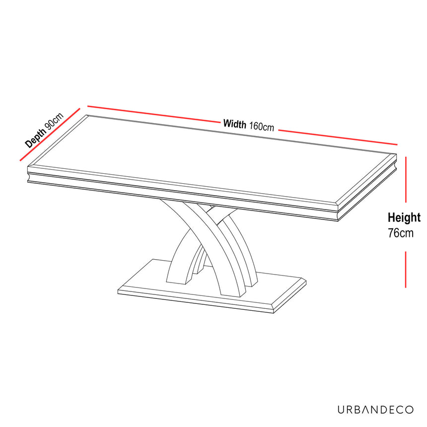 Praise 6 Seater Grey Marble and Chrome Dining Table