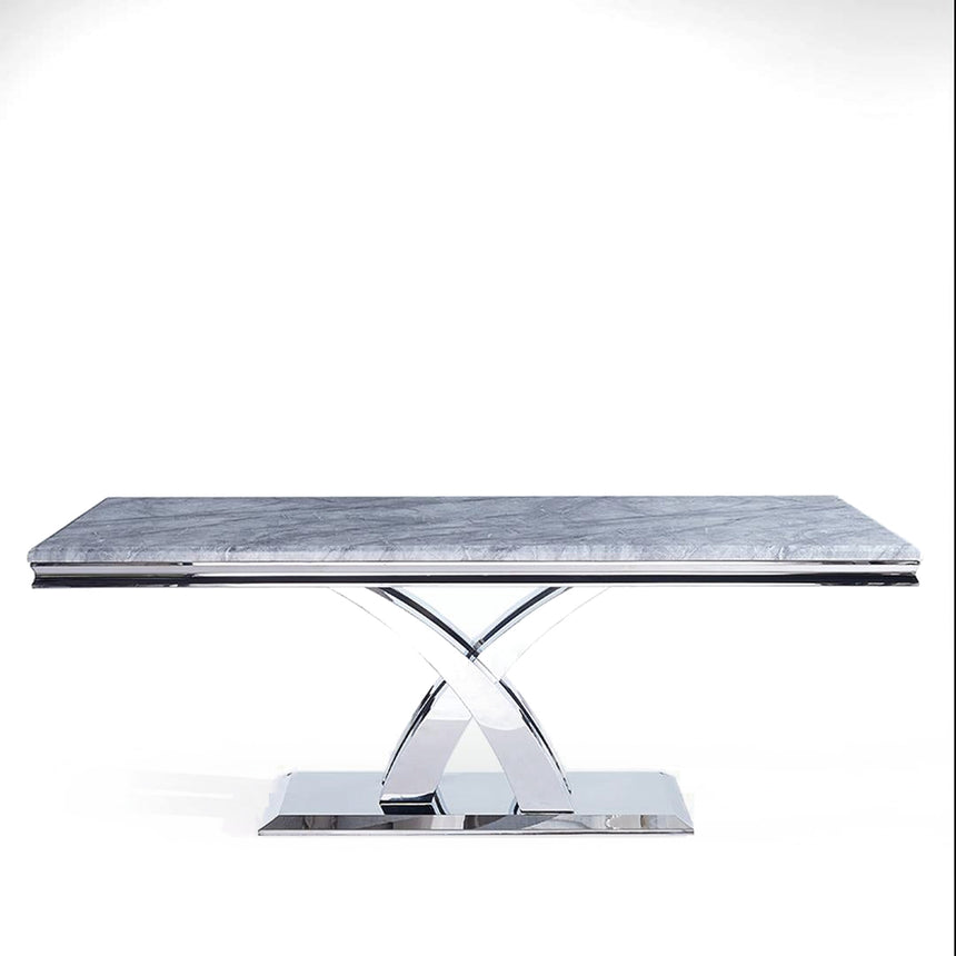 Praise 6 Seater Grey Marble and Chrome Dining Table