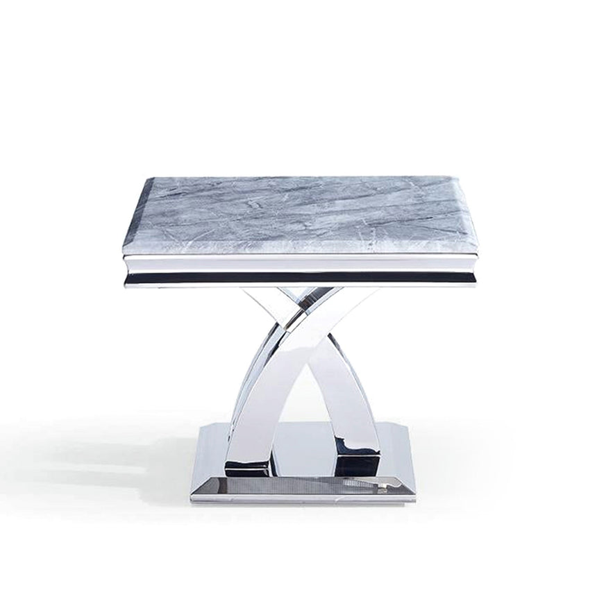 Praise Grey Marble and Chrome Lamp Table