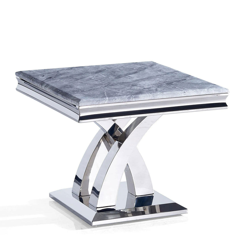 Praise Grey Marble and Chrome Lamp Table