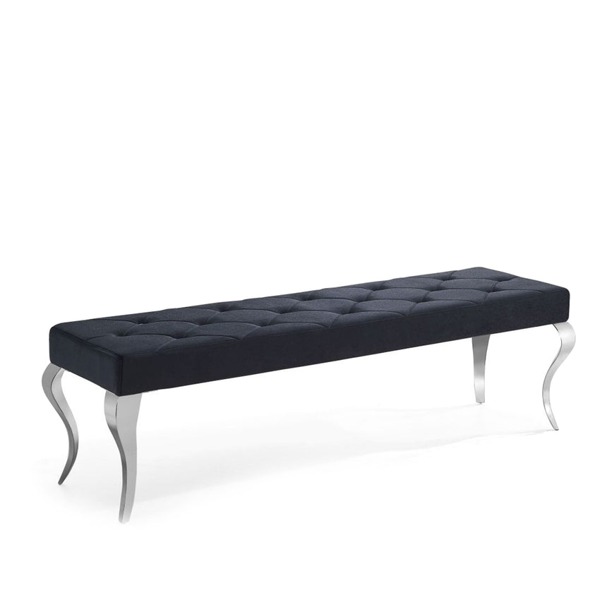 Milan Black Velvet Fabric 170cm Dining Bench