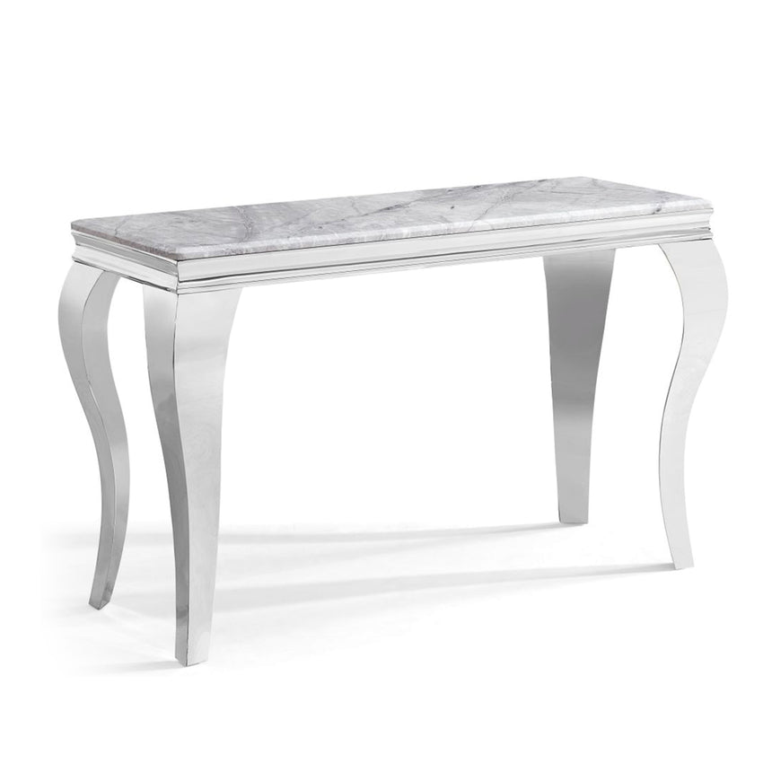 Milan Grey Marble and Chrome Console Table