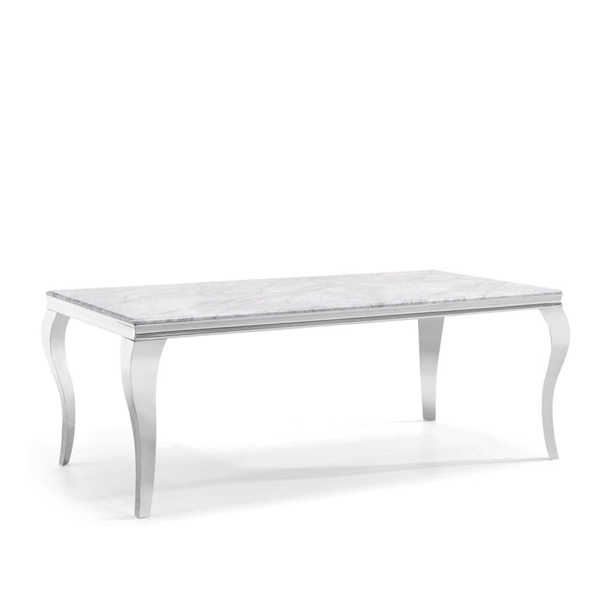 Milan 6 Seater Grey Marble and Chrome Dining Table