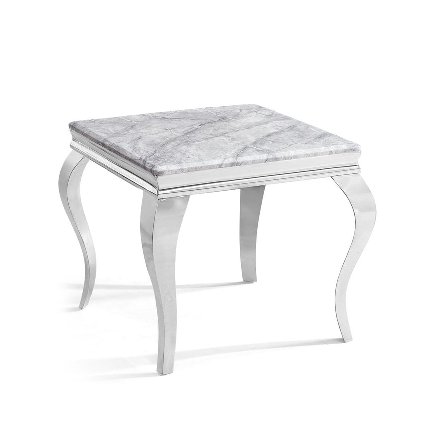 Milan Grey Marble and Chrome Side Table