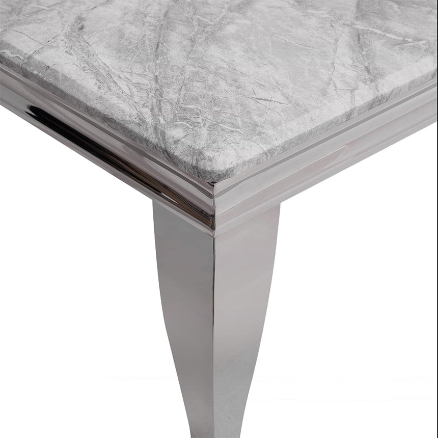 Milan 2 Seater Grey Marble and Chrome Square Dining Table