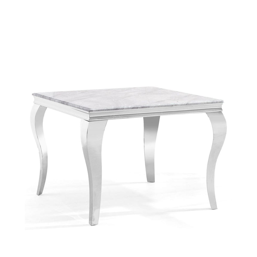 Milan 2 Seater Grey Marble and Chrome Square Dining Table