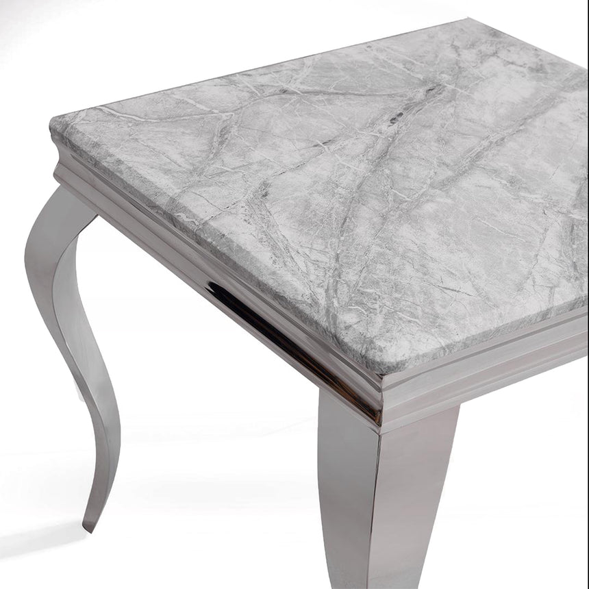 Milan Grey Marble and Chrome Side Table