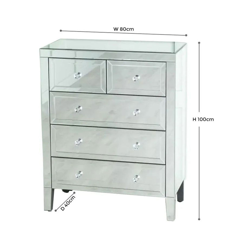 Monza Mirrored 3+2 Drawer Chest