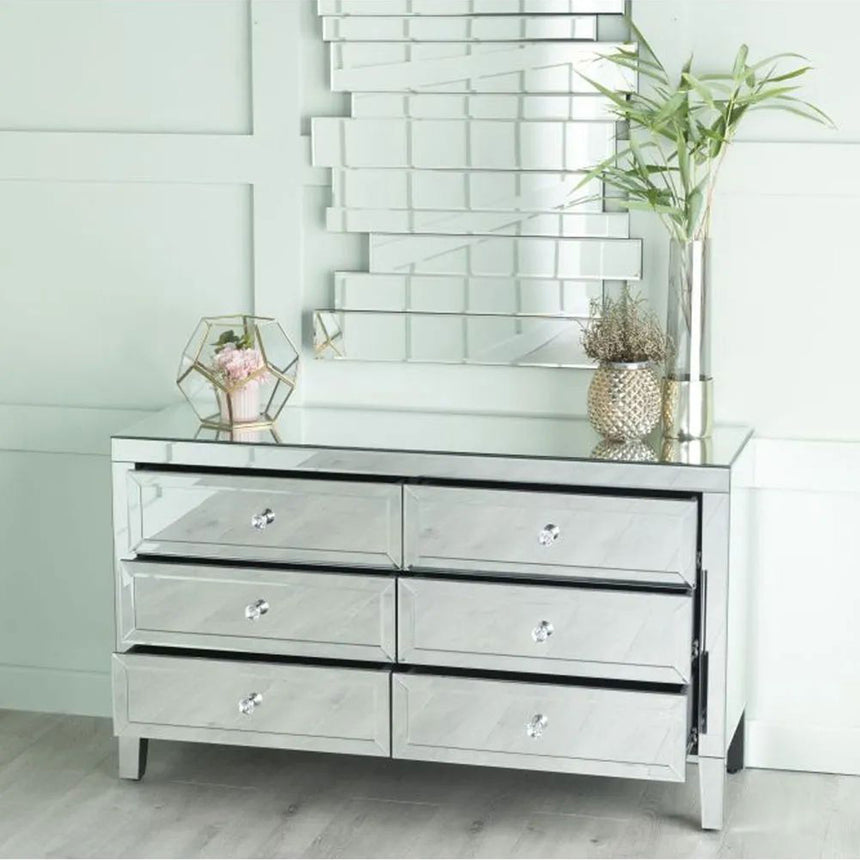 Monza Mirrored 6 Drawer Wide Chest