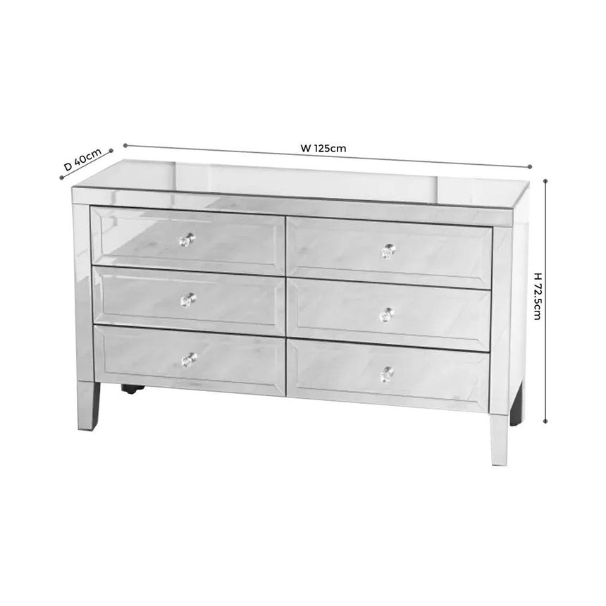 Monza Mirrored 6 Drawer Wide Chest