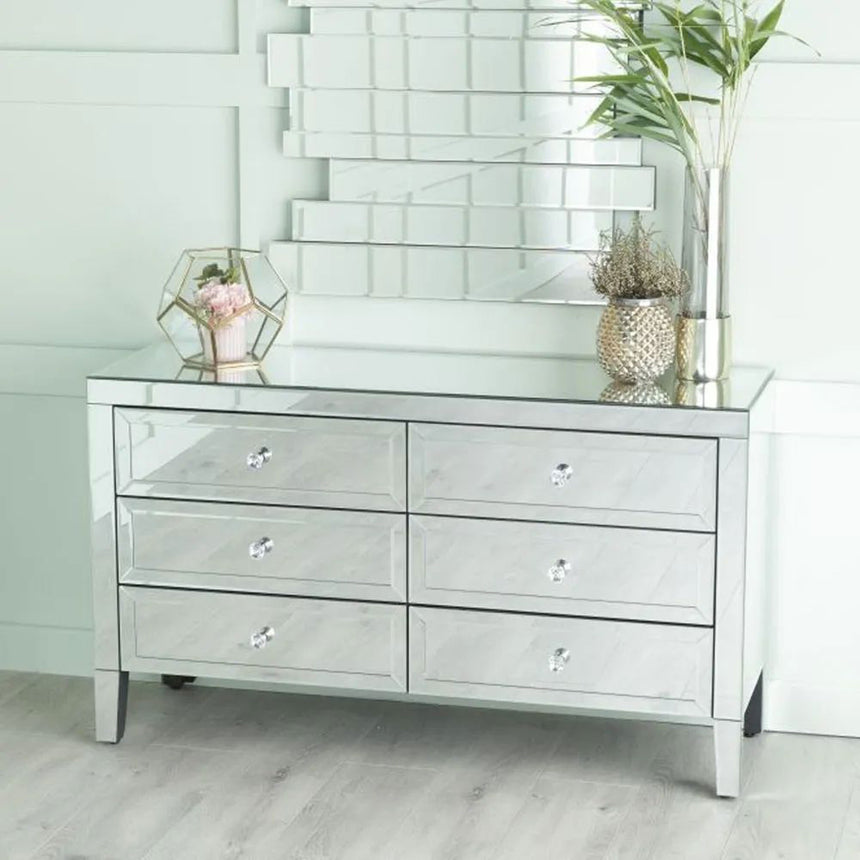 Monza Mirrored 6 Drawer Wide Chest