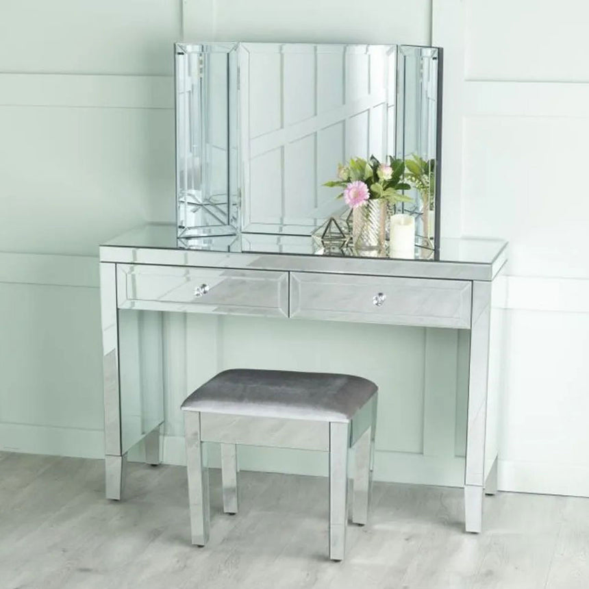 Monza Mirrored Padded Dressing Stool