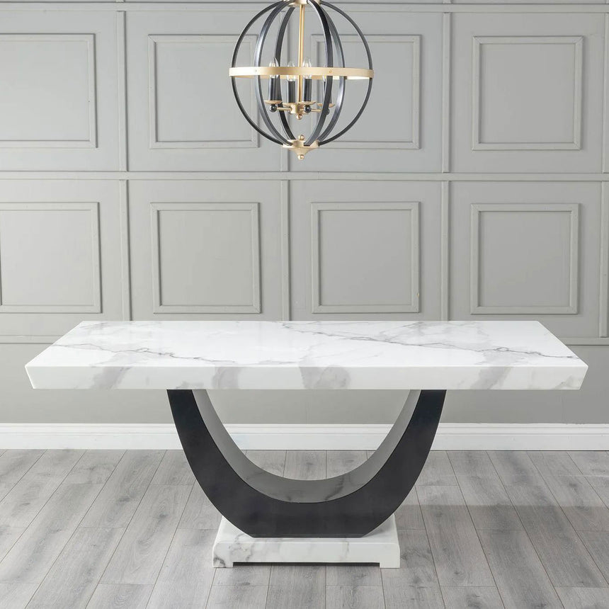 Ancona 6 Seater White Marble Dining Table