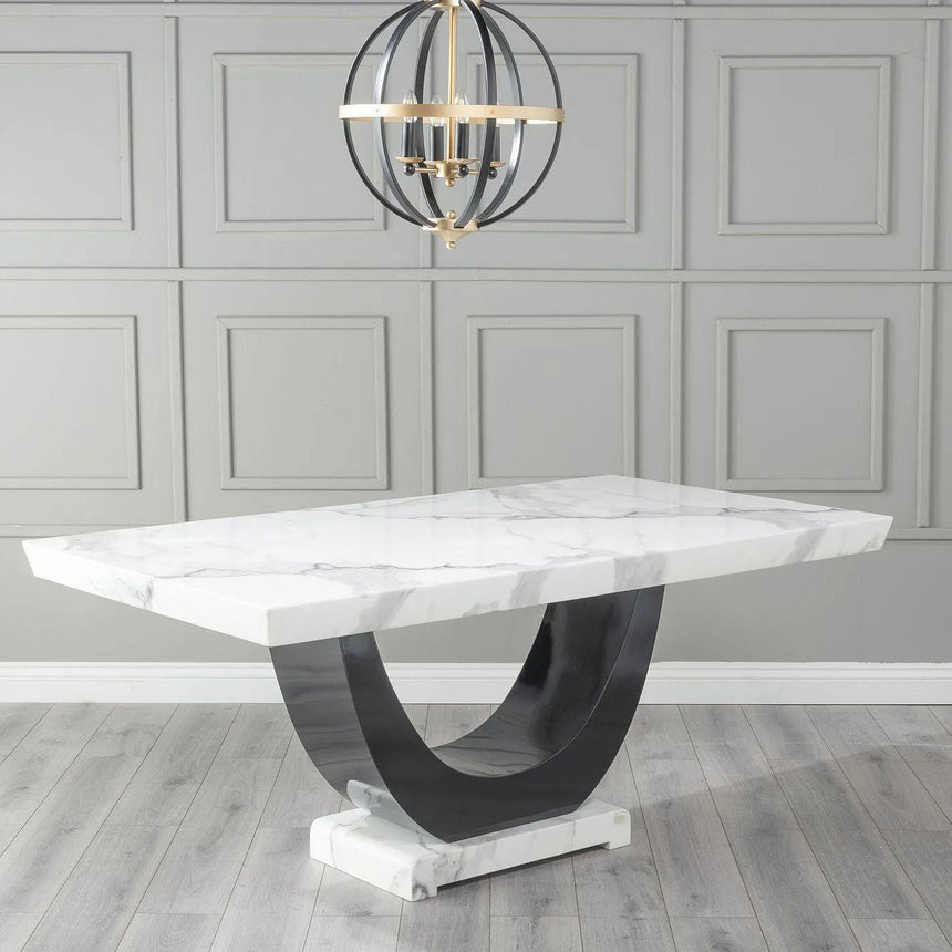 Ancona 6 Seater White Marble Dining Table