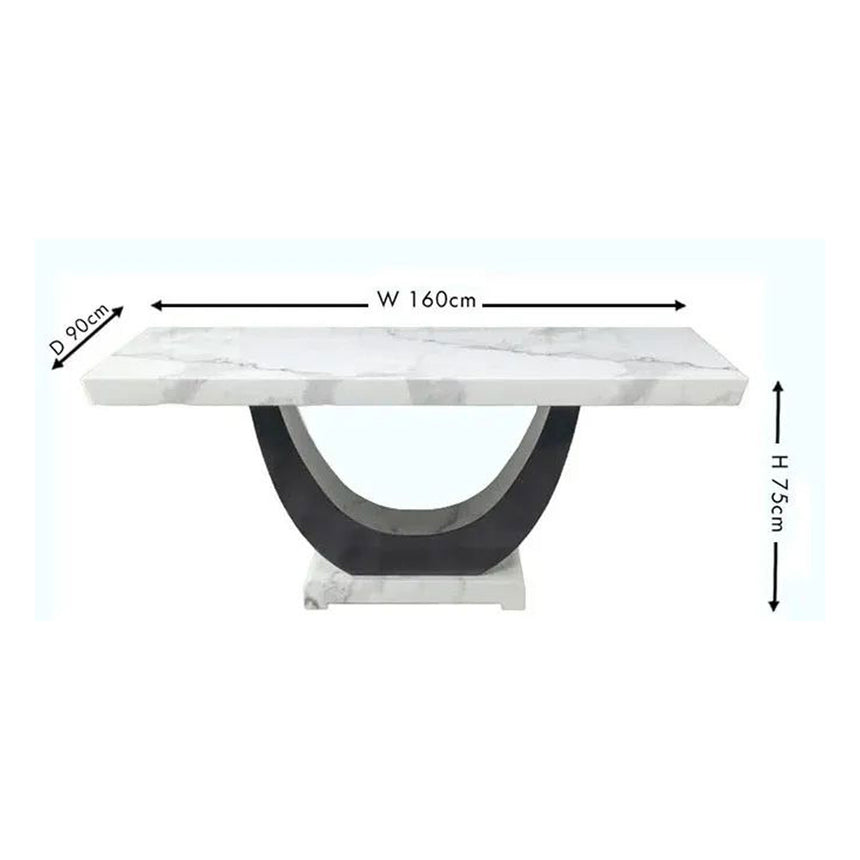 Ancona 6 Seater White Marble Dining Table