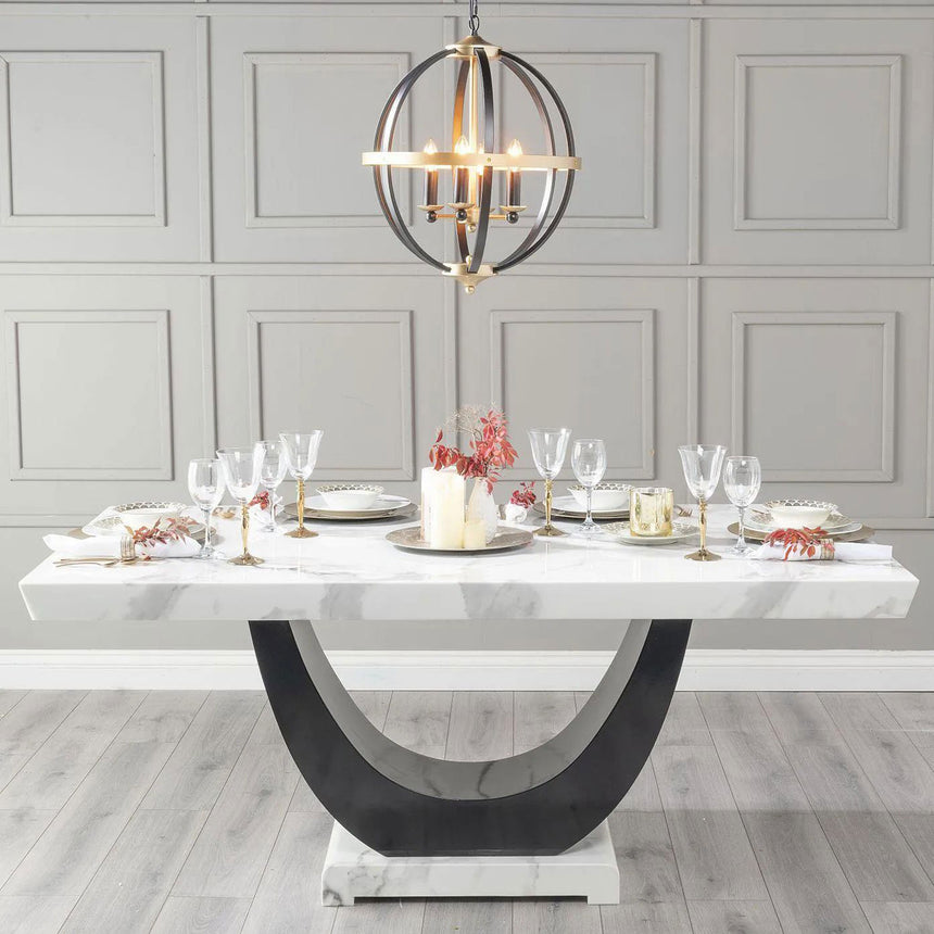 Ancona 6 Seater White Marble Dining Table