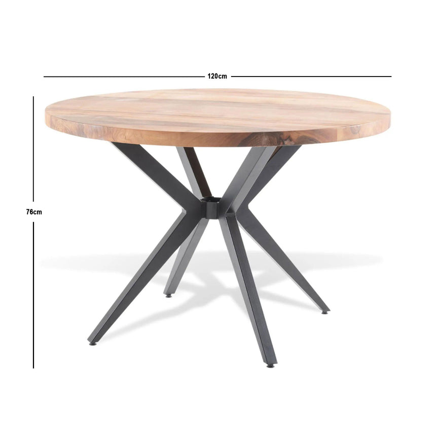 Jesi 4 Seater Industrial Acacia Wood Round Dining Table