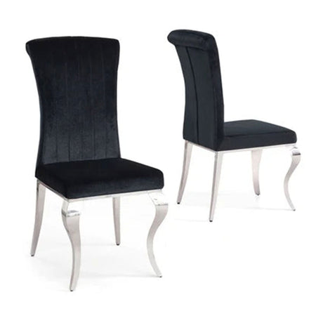 Set of 2 Milan Velvet Fabric Dining Chair