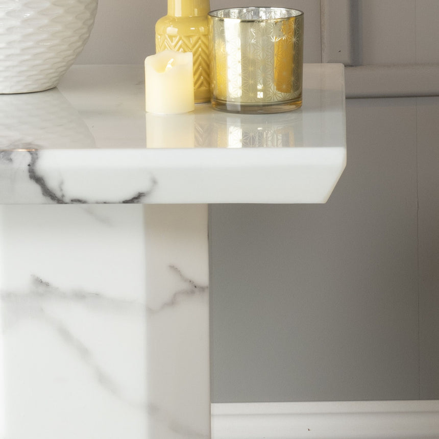 Turin White Marble Side Table