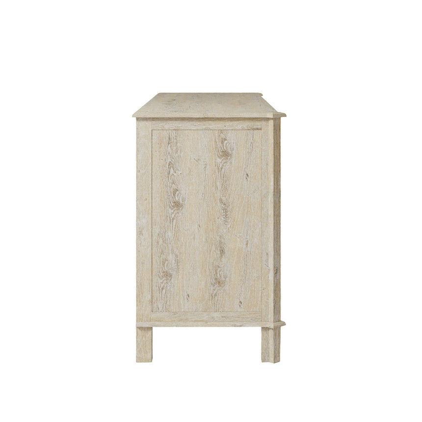 Varallo White Washed 6 Drawer Wide Chest