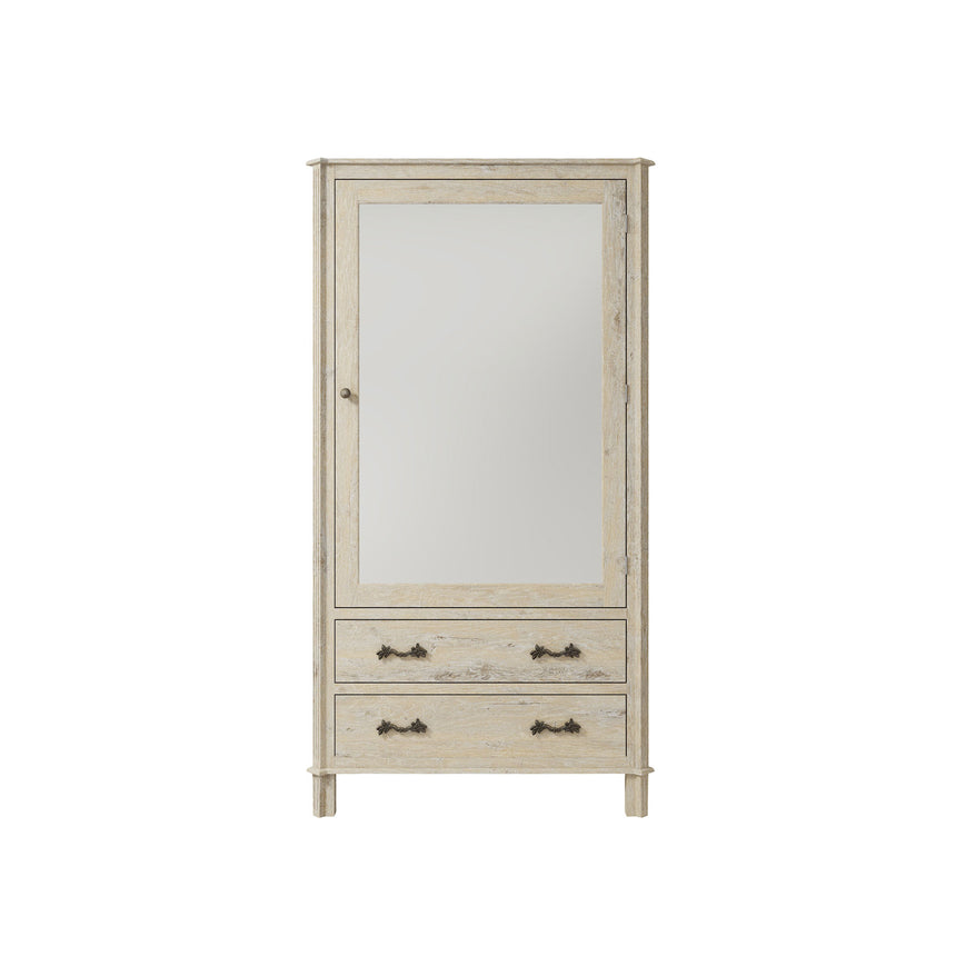 Varallo White Washed Combi Wardrobe - 1 Mirror Door