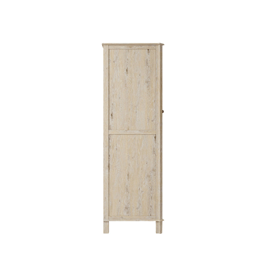 Varallo White Washed Combi Wardrobe - 1 Mirror Door