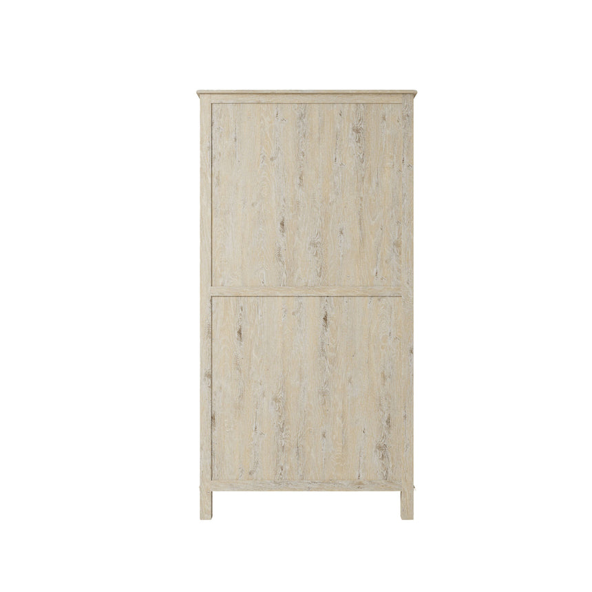 Varallo White Washed Combi Wardrobe - 1 Mirror Door