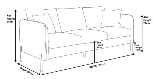 Naples Fabric 3 Seater Sofa