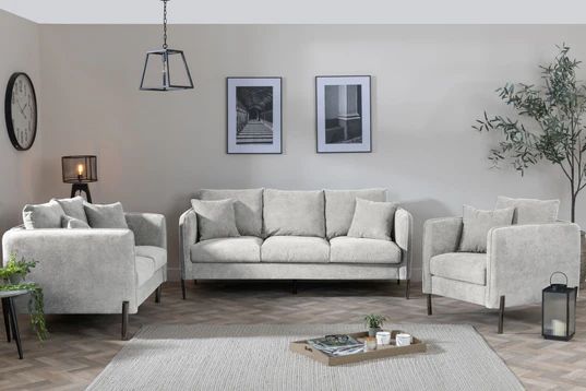 Naples Dark Grey Fabric Sofa Set