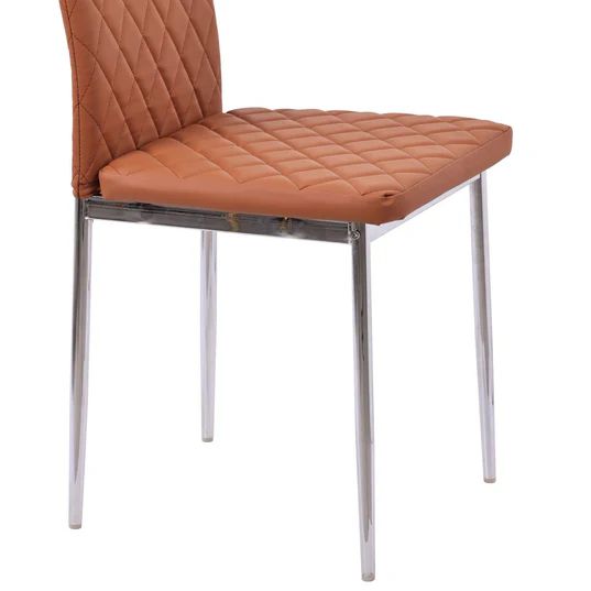 Set of 2 Novato Dining Chairs in Faux Leather and Chrome Metal Legs