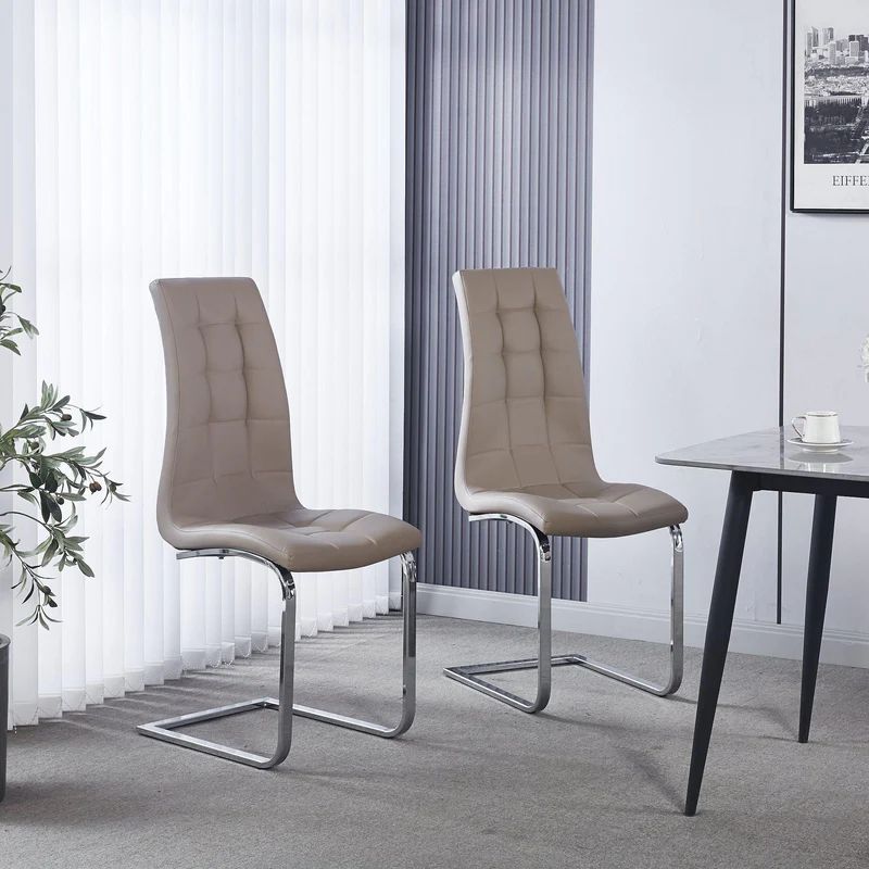 Padua Faux Leather Dining Chair and Chrome Cantilever Base