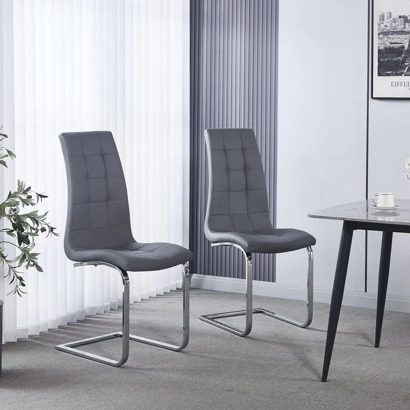 Padua Faux Leather Dining Chair and Chrome Cantilever Base