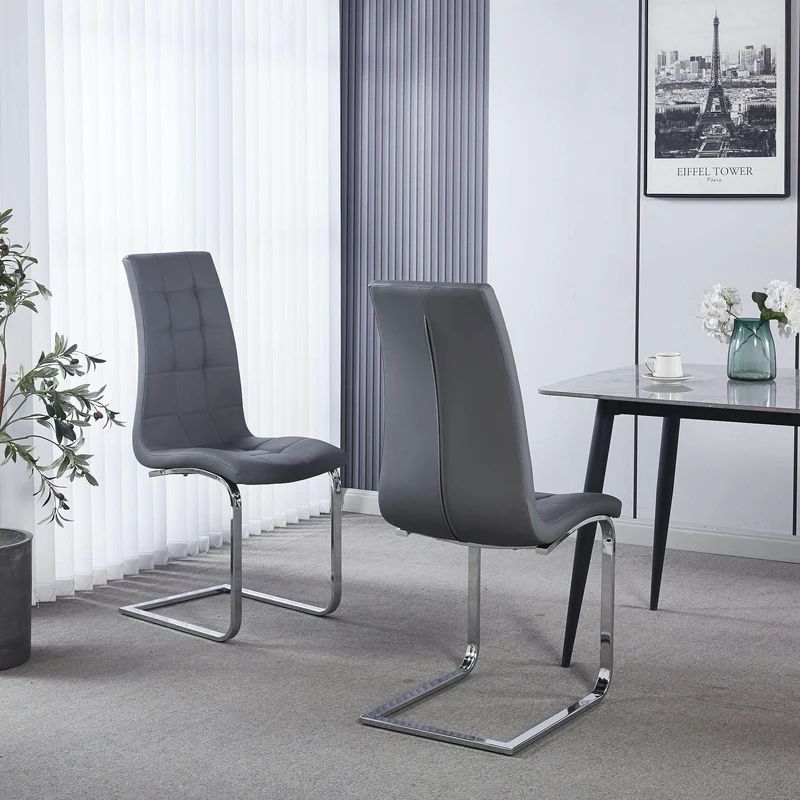 Padua Faux Leather Dining Chair and Chrome Cantilever Base